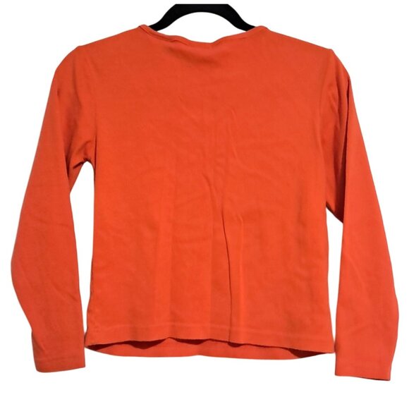 Vintage Y2K Harley Davidson Orange Long Sleeve Top Womens Small Ruched V-Neck 20 - Picture 4 of 6
